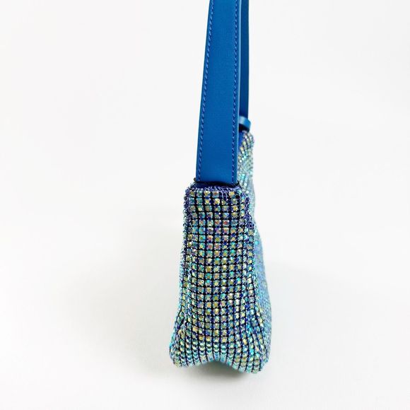BRANDON BLACKWOOD Syl Blue Crystal Metallic Bag Top Handle Light Sapphire - Picture 6 of 12